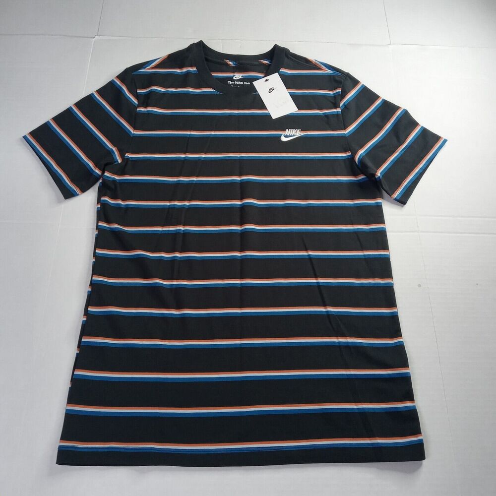Nike Sportswear Club Stripeā Embroidered Logo T-Shirt Tee Men's M Black DZ2985